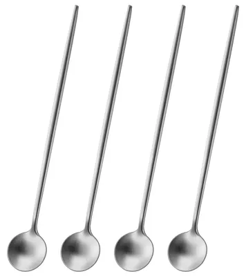 4 Edelstahl-Kaffeelöffel, 9 Zoll, matt, spülmaschinengeeignet