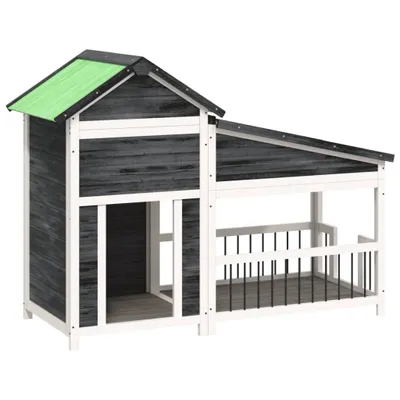 Zdjęcie produktu dla vidaXL Buda dla psa szara 143x60,5x109 cm lite drewno sosnowe