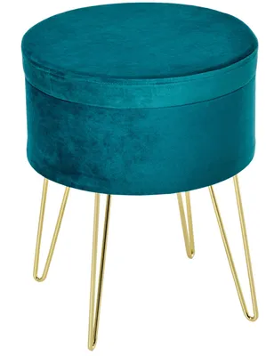 Produktbild von 2-in-1 Aufbewahrungshocker, Sitzhocker oder Couchtisch, aus Holz und grš¹nem Samt