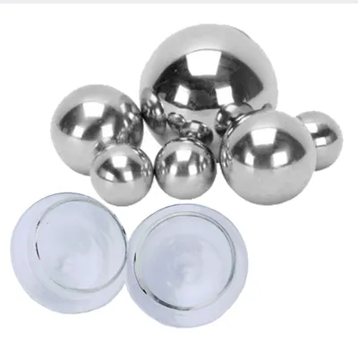 Produktbild von 8er Set Teichdeko: 6x Edelstahl Schwimmkugeln (2-6cm) & 2x Glas Schwimmteelichthalter – Silberne Dekokugeln für Miniteich, Garten & Balkon