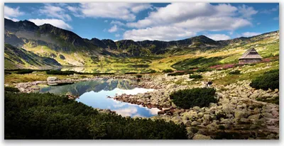 Produktbild von Glasbilder 140x70 Wandbild Druck auf Glas Gebirge See Landschaft