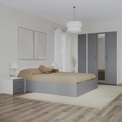 Productafbeelding van haaus Malmo V7 slaapkamer set, 160 x 200 cm, eikenhout wit/anthraciet