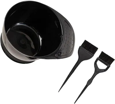 Immagine prodotto di Ciotola robusta e riutilizzabile in plastica per tinture per capelli, con pennello, di colore nero