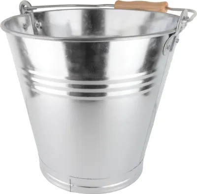 Produktbild von Zinkeimer 7 Liter mit Holzgriff, Eimer Dekoeimer, Ascheeimer Metalleimer