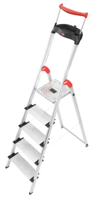 Produktbild von Hailo Haushaltsleiter ComfortLine XXR Easy Clix - 5 Alu-Stufen - Farbe: Alu - Belastbar bis 150 kg; 8030501