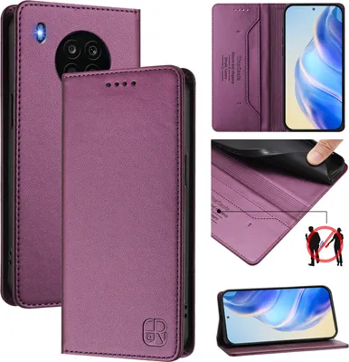 Immagine prodotto di Custodia in pelle per Huawei Nova 8i/Honor 50 Lite, custodia flip con slot per carte, portafoglio e supporto Viola