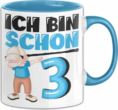 Produktbild von 3. Geburtstag Geschenk Tasse Becher Jungs Dab Geburtstagsgeschenk Ich Bin Schon 3 (Blau)