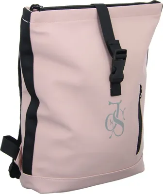 Produktbild von Rucksack Rosa aus glattem Kunstleder, 34x38x8 cm, gepolsterter Rücken, verstellbare Schultergurte, Reißverschluss & Schnalle