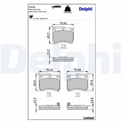 Produktbild von DELPHI Bremsbeläge Satz Vorne Bremsklötze für MAZDA FAMILIA IV (BF) LP620