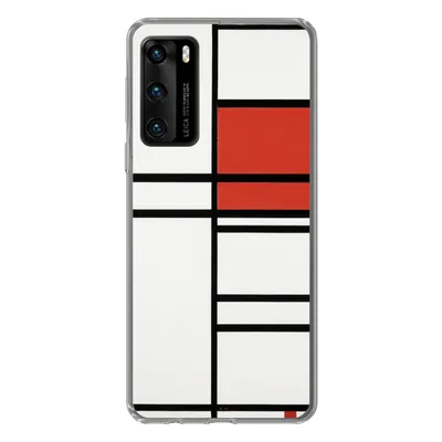Produktbild von MuchoWow® Handyhülle Schutzhülle Hülle für Huawei P40 Komposition mit Rot und Weiß - Piet Mondrian Silikon Softcase Handy Hülle - Handytasche