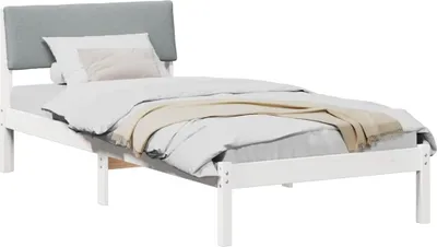 Produktbild von （Robust Möbel） Bettgestell Weiß und Hellgrau 90 x 190cm Massivholz Kiefer - CL441054 - Klassische BettenJugendbett Tagesbett