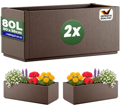 Immagine prodotto di CASARIA® 2x Fioriera da Esterno Ethica in Plastica 80L 80x36x35cm