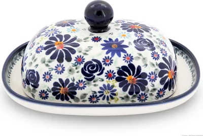 Produktbild von Bunzlauer Keramik Butterdose Butterglocke Butterbehälter oval für 250g (1 Stück Butter) 20x15x10cm Nachbildung DU126