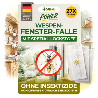 Produktbild von Fenster Wespenfallen mit Spezial-Lockstoff–27x Fallen – Wespen bekämpfen am Fenster, Wespenfalle Klebefalle, Wespenfalle Innenbereich, Wespen Fänger
