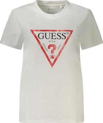 Produktbild von Damen T-Shirt Weiß Kurzarm Rundhals mit Logo aus Baumwolle