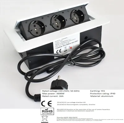 Obrázek produktu pro Vestavná zásuvka, kuchyňská linka Zásuvkový prostor stolní zásuvky [3x250V] MB2 Bílá