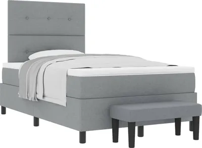 Immagine prodotto di vidaXL Letto a molle con materasso grigio chiaro 120 x 190 cm tessuto