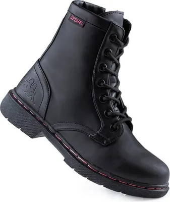 A black Kappa boot is shown against a white background.