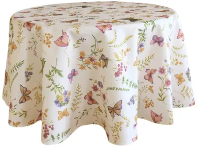 Produktbild von Tischdecke EMELIE Schmetterlinge & Blumen Polyester rund Ø 170 cm