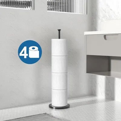 Immagine prodotto di Portarotolo 721DEB: portarotolo da bagno nero da appoggio per 4-6 rotoli di ricambio - Portarotolo da bagno