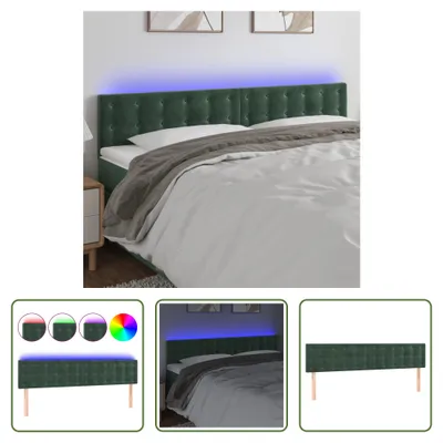 Produktbild von The Living Store LED Kopfteil Dunkelgrün 180x5x78/88 cm Samt