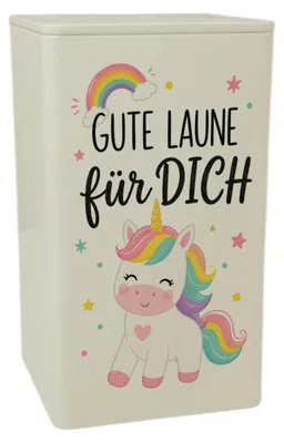 Produktbild von Dose 900ml Einhorn - Vorratsdose mit fröhlichem Spruch Teedose Mit Spruch: Gute