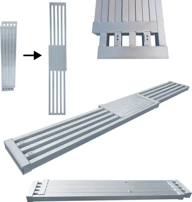 Produktbild von WORHAN Ausziehbare Teleskop Arbeitsbühne Arbeitsbohle Arbeitsdiele 240cm Mit 2 Griffen Gravierter Rutschfester Oberfläche Tragfähigkeit 300kg TP240
