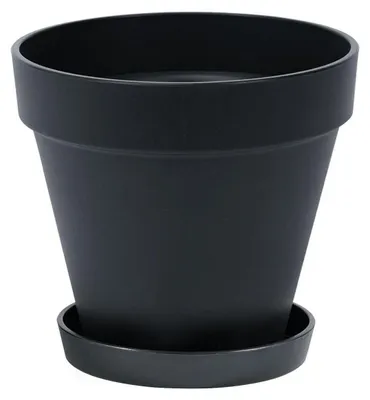 Produktbild von Blumentopf mit Untersetzer 20 cm Kunststoff Schwarz für Innen und Außen
