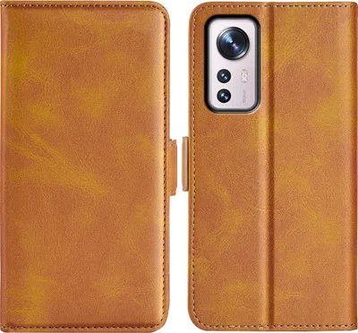 Produktbild von Mobigear Slim Magnet  Xiaomi 12 Pro Hülle Klapphülle Geldbörse - Cognac