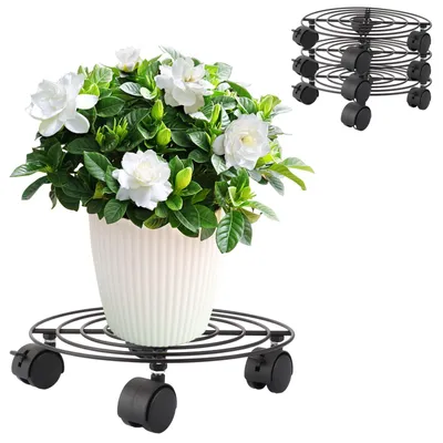 Immagine prodotto di Omgoods - Set di 4 rotelle rotonde per piante, diametro 27 cm