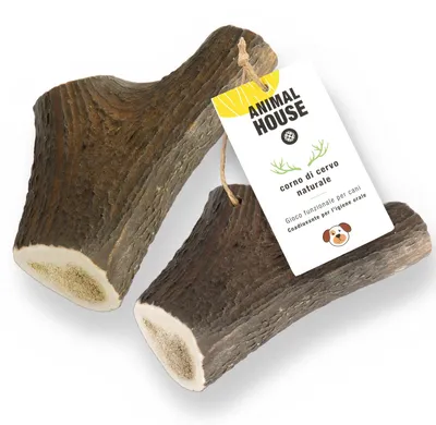 Image de Animal House : 2 morceaux de bois de cerf entiers, jouets à mâcher 100% naturels pour chiens