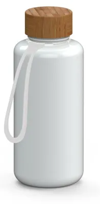 Zdjęcie produktu dla Butelka na wodę "Natural" 1000 ml z paskiem - wolna od BPA i szczelna, idealna do sportu, pracy i szkoły - biała/przezroczysta