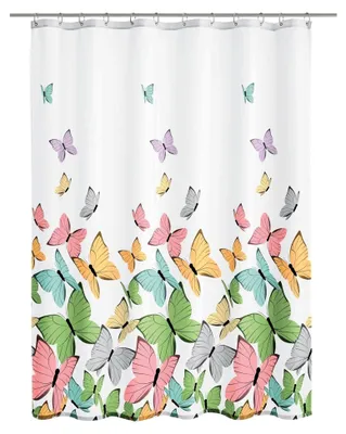 Produktbild von Duschvorhang mit Schmetterlingsmotiv, Polyester, Mehrfarbig, 180 x 200 x 0,2 cm