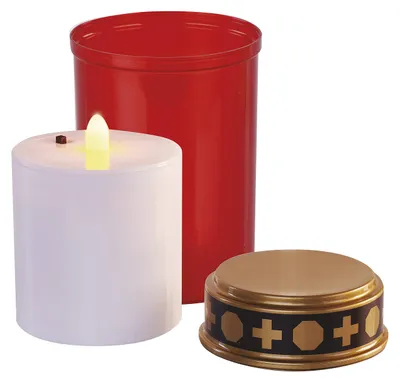 Image de EMOS LED cimetière bougie rouge, 2x C, intérieur et extérieur, blanc chaud, capteur, DCCV20