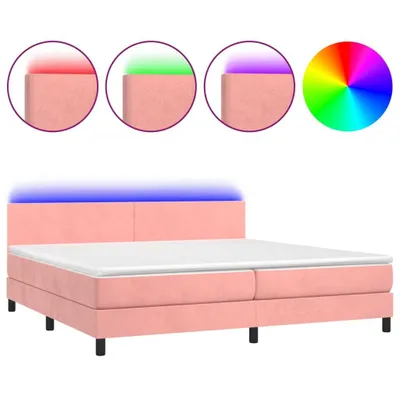 Produktbild von vidaXL Boxspringbett mit Matratze & LED Rosa 200x200 cm Samt