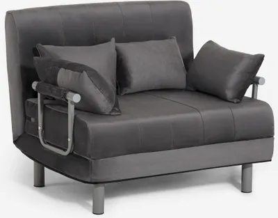 Image de Fauteuil-lit pliable gain de place en velours Deborah Twin Lux - Gris foncé