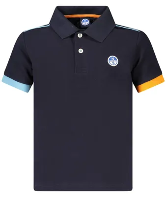 Produktbild von Nachhaltiges Kinder-Poloshirt Blau - Stilvoll mit Kontrastdetails