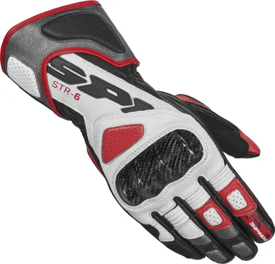 Image de Gants de moto Spidi STR-6, noir/blanc/rouge, taille M