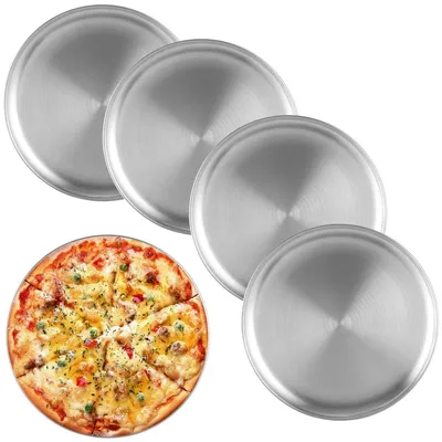 Productafbeelding van Pizzaplaat roestvrij staal - 30 cm - 5-delig - Vaatwasmachinebestendig - Rond, voor oven en braden