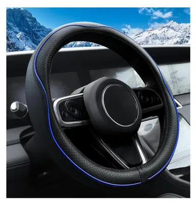 Produktbild von Lenkradbezug Mikrofaserleder Schwarz-Blau 37-38 cm