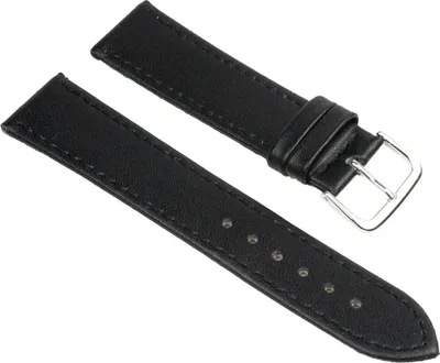 Produktbild von Ersatzband Uhrenarmband Leder schwarz mit Ton-in-Ton-Ziernaht 25607S, Stegbreite:16mm