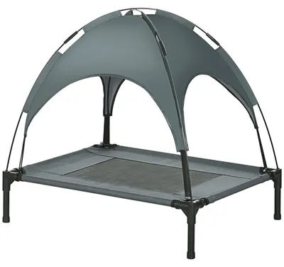 Produktbild von PawHut Haustierbett mit Baldachin Erhöhtes Hundebett Hundeliege outdoor Grau