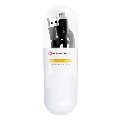 Image de FORCELL USB vers type C 3.0 QC3.0 3A Câble C398 TUBA noir 1 mètre