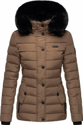 Produktbild von Navahoo Damen Winter Jacke Stepp Winterjacke Kunstfell Gefüttert Kapuze Milianaa Taupe Gr. 38- M