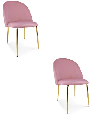 Immagine prodotto di Leobert Inca Set Di 2 Sedie Da Pranzo Imbottite - Velluto Rosa Chiaro, Gambe In Metallo Dorate
