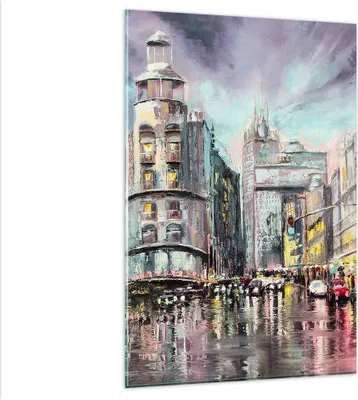 Produktbild von Bilder auf glas - Einteilig - Stadt Straße Haus - 80x120cm - Glasbilder - Wandbilder - Bilder - zum Aufhängen bereit - Wanddekoration aus Glas - Glas Bilder - Wandbild auf Glas - GPA80x120-3440