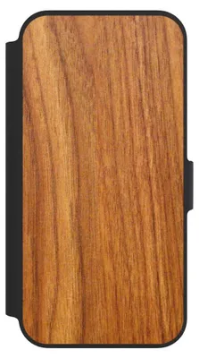 Produktbild von NIVOCASE Klapphülle für Apple iPhone 13 Pro  Handyhülle aus Kunst Leder NIVOflip schwarz Holz Holzoptik Lärche