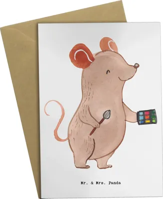 Produktbild von Mr. & Mrs. Panda Glückwunschkarte Kosmetiker Herz - Weiß - Geschenk, osterkarte, Kosmetikstudio, Klappkarte, weihnachtskarten, Make Up, einladungskarten, Ausbildung