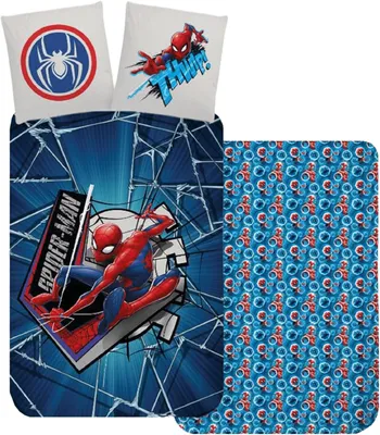 Produktbild von Baumwollbettwäsche 100x135 + 40x60 Spiderman marineblau