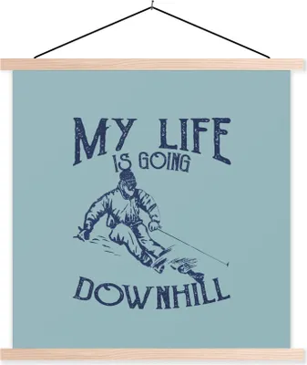 Produktbild von MuchoWow® Textilposter Ski - Jahrgang - Schnee 40x40 cm mit holzfarbenen Rahmen - Posterleiste